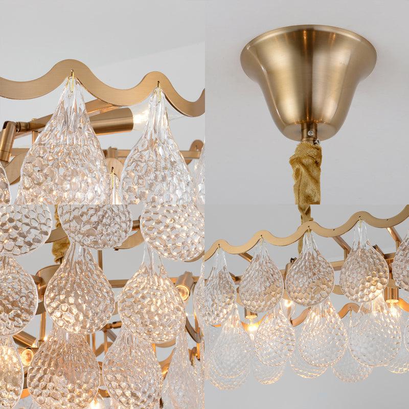 25.5"/31.5" Wide Tiered Chandelier Lighting Nordic Crystal Gold - Rebooters