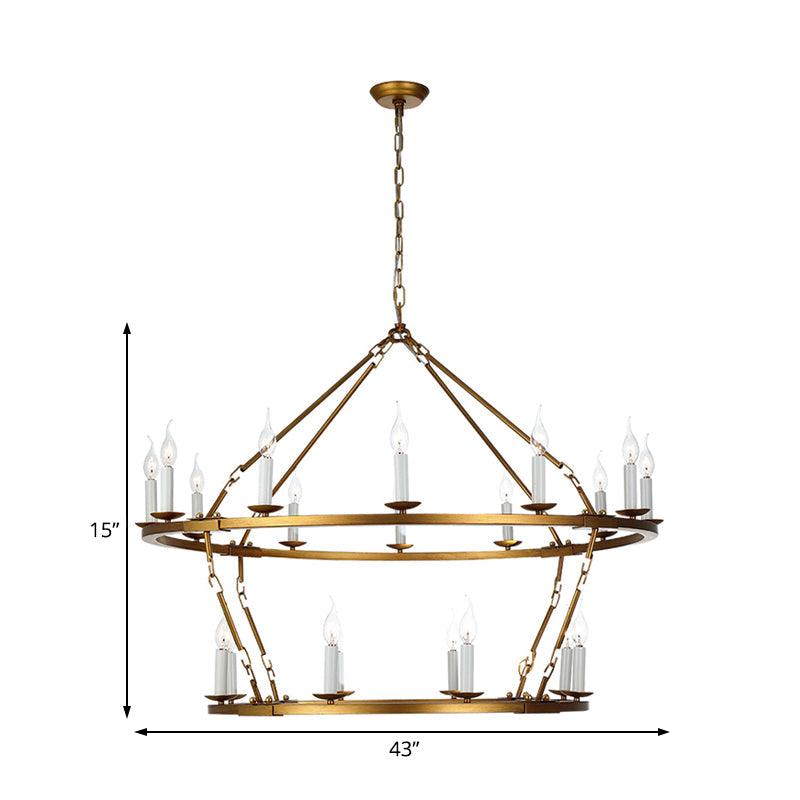 2-Tiered Chandelier Contemporary Metal 20 Heads Gold Lamp - Rebooters