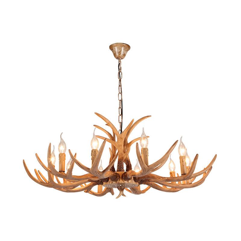 4/6/8 Heads Resin Chandelier Rustic Brown Candle Light - Rebooters