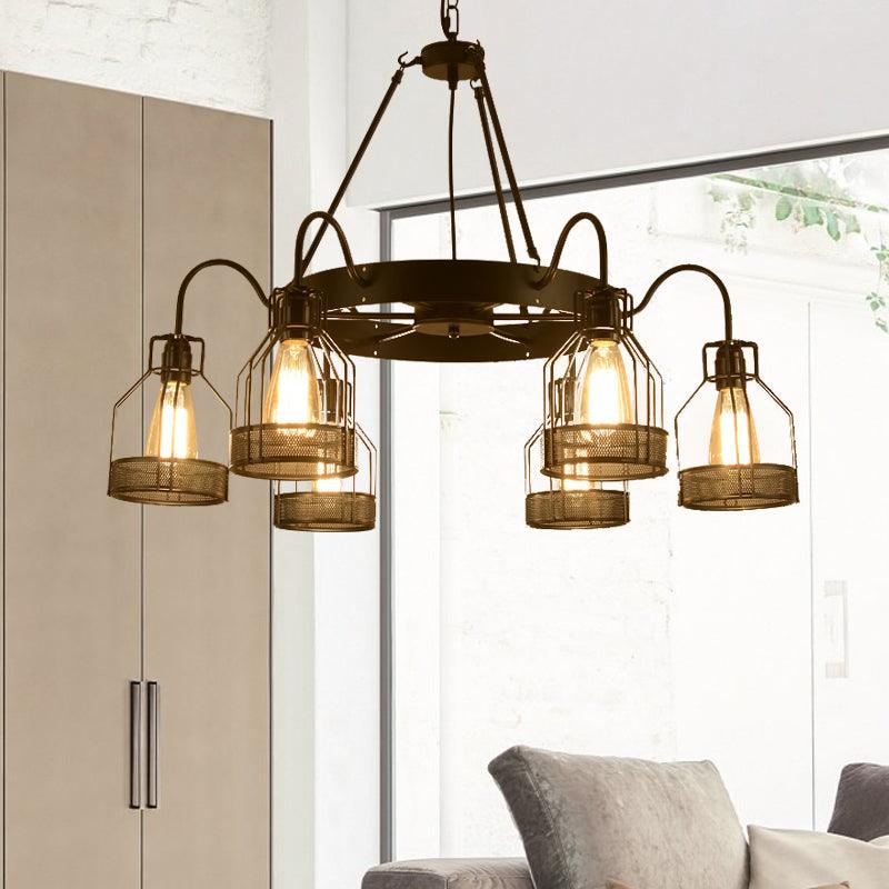 6/8 Heads Bell Hanging Lamp with Cage Style Frame Chandelier - Rebooters