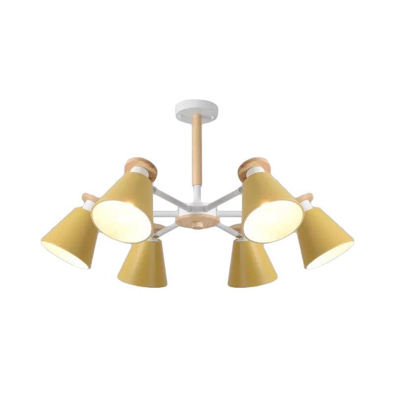 Rotatable Cone Living Room Chandelier Metal 6 Lights Macaron Loft - Rebooters