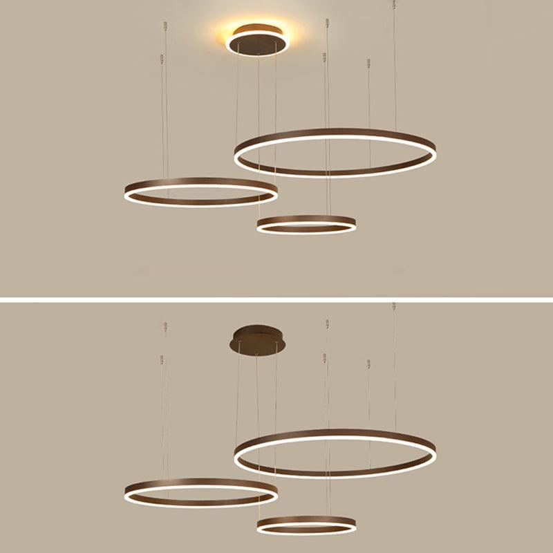 Aluminum Loop Shaped Chandelier Artistic Coffee LED Light - Rebooters