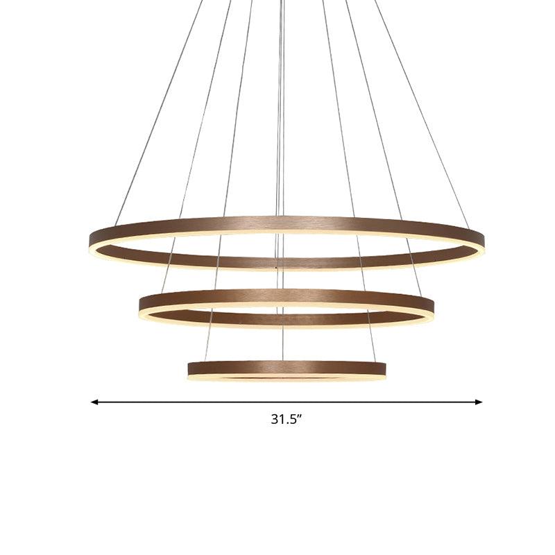 3-Loop Acrylic Pendant Chandelier Minimalistic Coffee LED Light - Rebooters