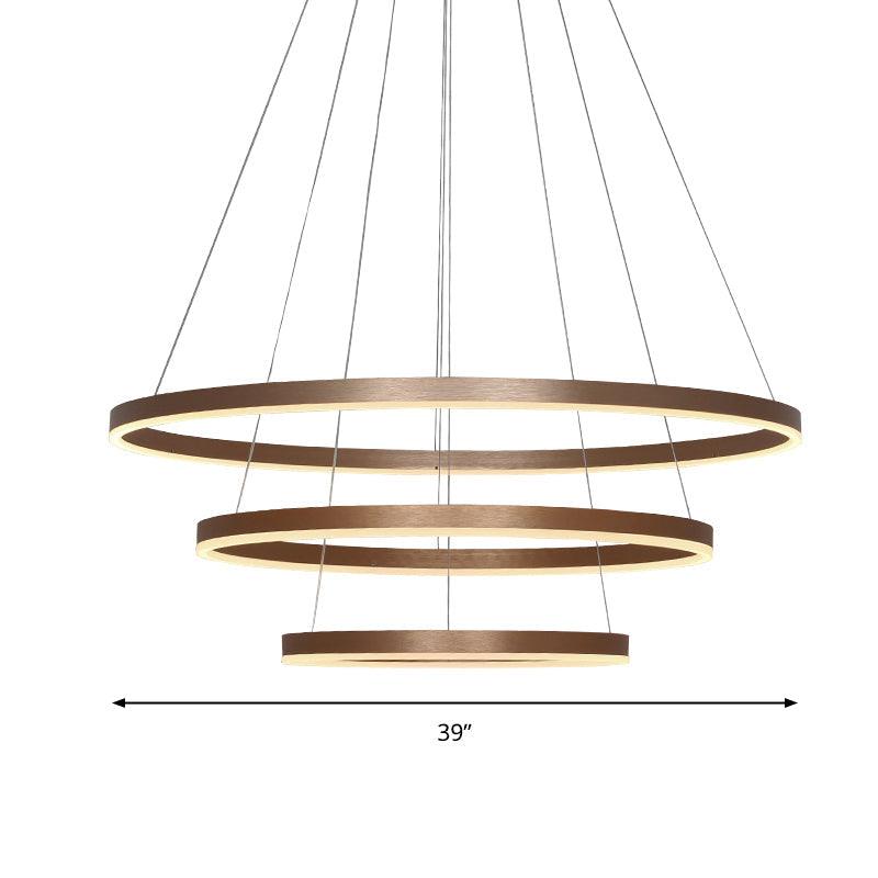 3-Loop Acrylic Pendant Chandelier Minimalistic Coffee LED Light - Rebooters