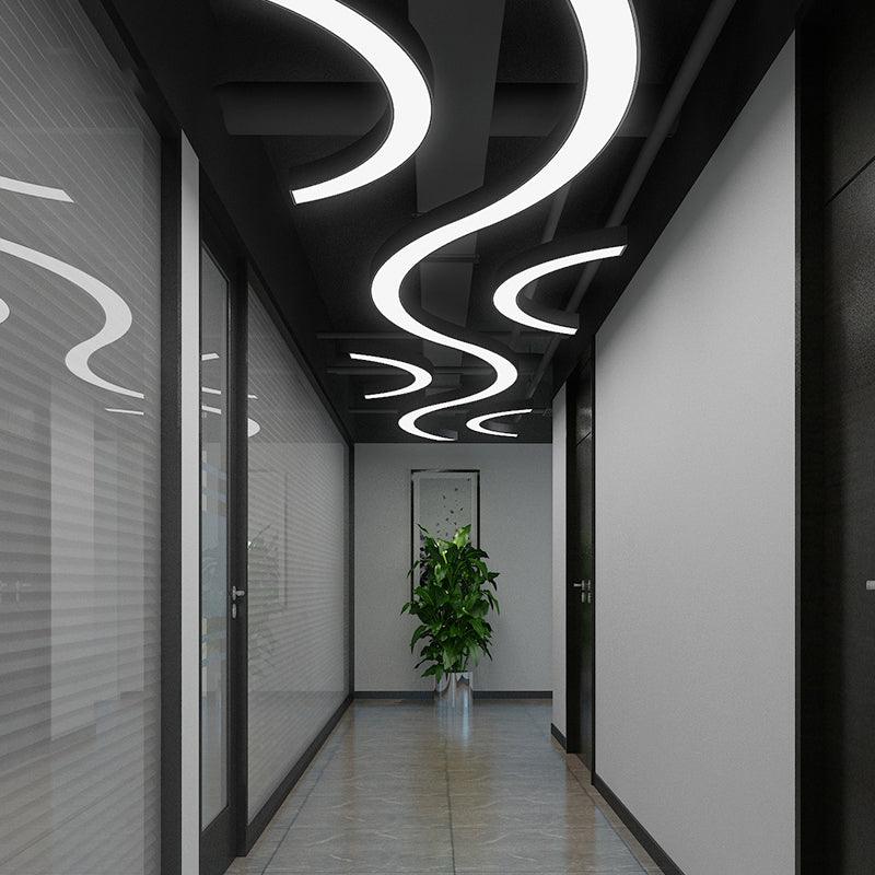 Black Arc LED Chandelier Light Simplicity for Gymnasium - Rebooters