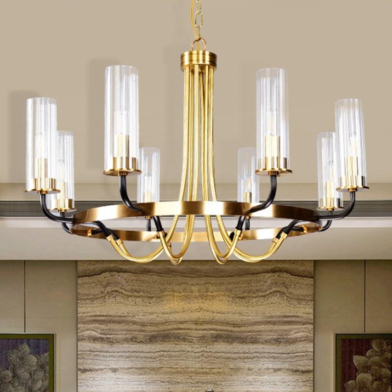 6/8 Lights Pendant Light Classic Tube Clear Glass Chandelier - Rebooters