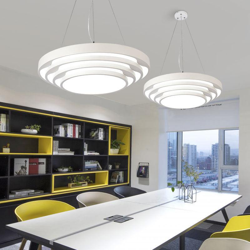 Modern LED Hanging Light Layered Round Chandelier for Office - Rebooters