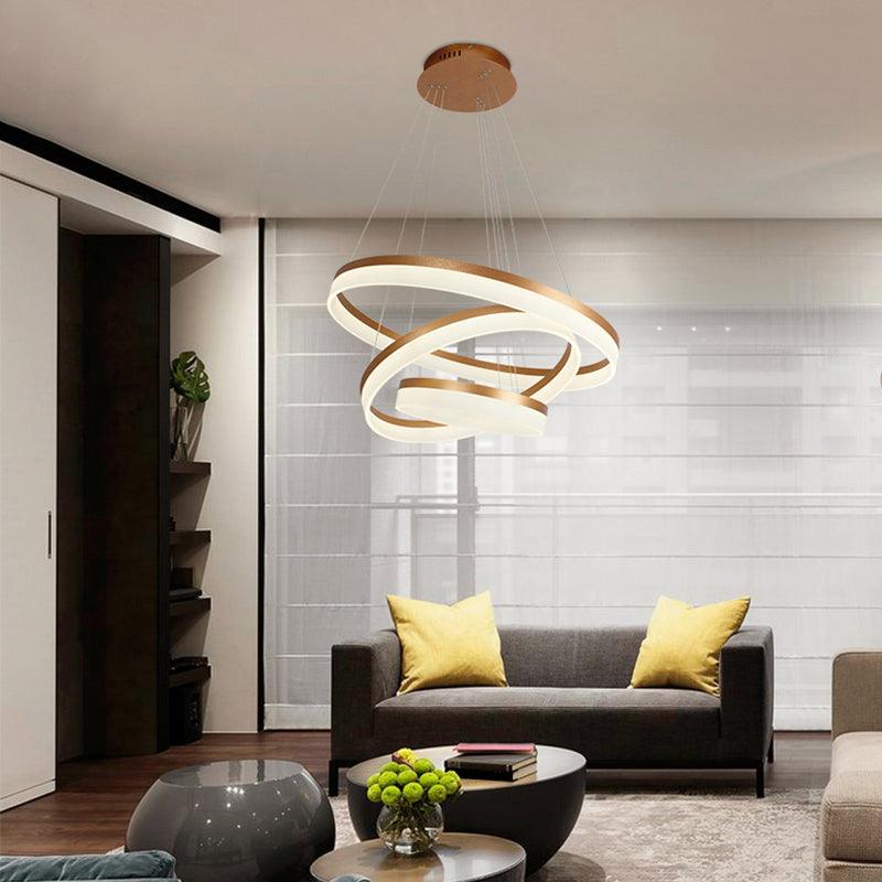 Acrylic Loop LED Ceiling Chandelier Gold Finish Dining Light - Rebooters