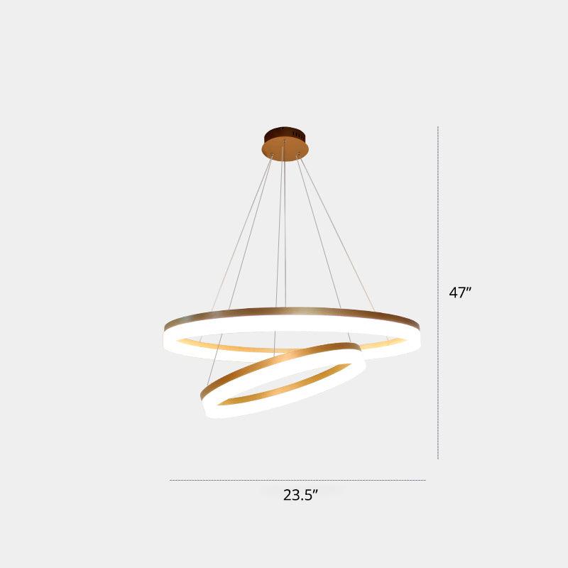 Acrylic Loop LED Ceiling Chandelier Gold Finish Dining Light - Rebooters