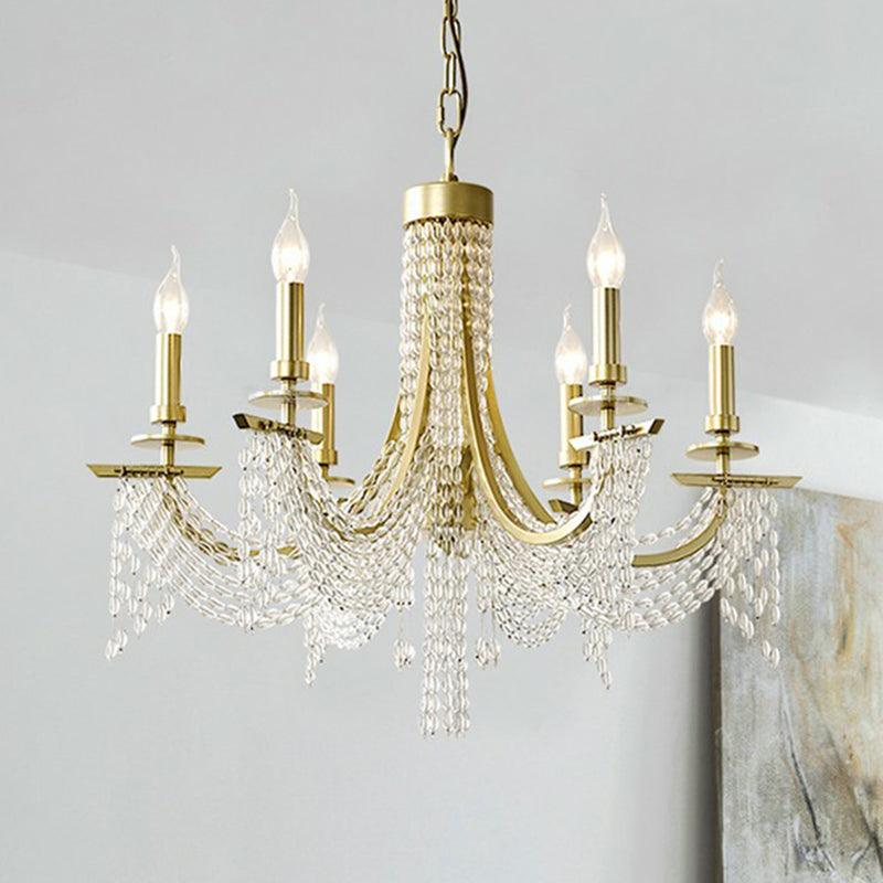 Baroque Candle Chandelier 6-Bulb Metal Lighting Gold - Rebooters