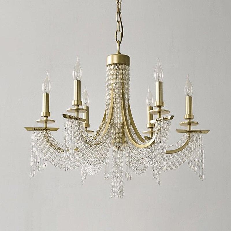 Baroque Candle Chandelier 6-Bulb Metal Lighting Gold - Rebooters