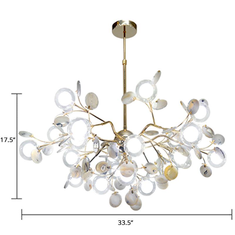 Artistic Leaf Suspension Lighting Agate Chandelier 33.5 Inch - Rebooters