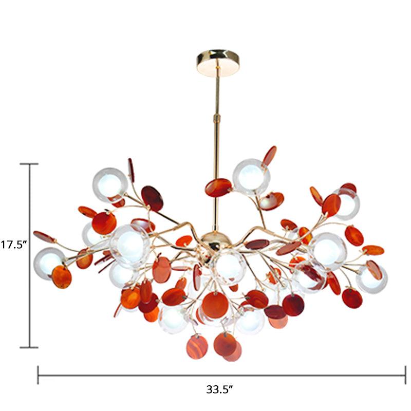 Artistic Leaf Suspension Lighting Agate Chandelier 33.5 Inch - Rebooters