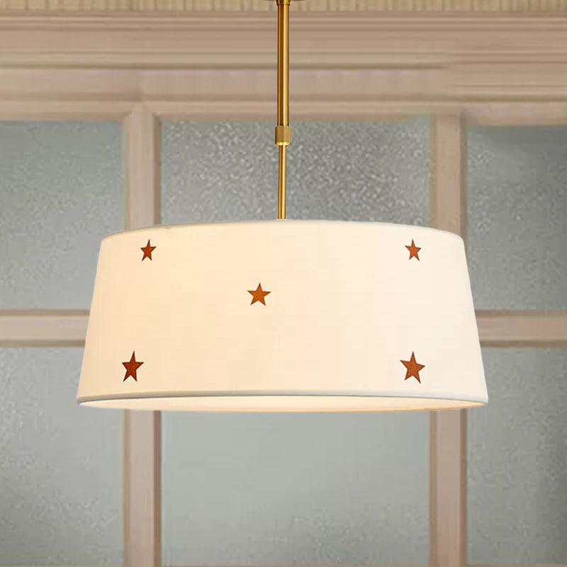 Fabric Drum Chandelier with Star Adult Bedroom Pendant Light - Rebooters