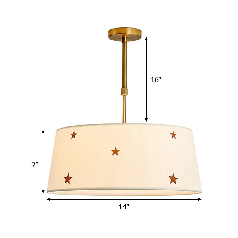 Fabric Drum Chandelier with Star Adult Bedroom Pendant Light - Rebooters
