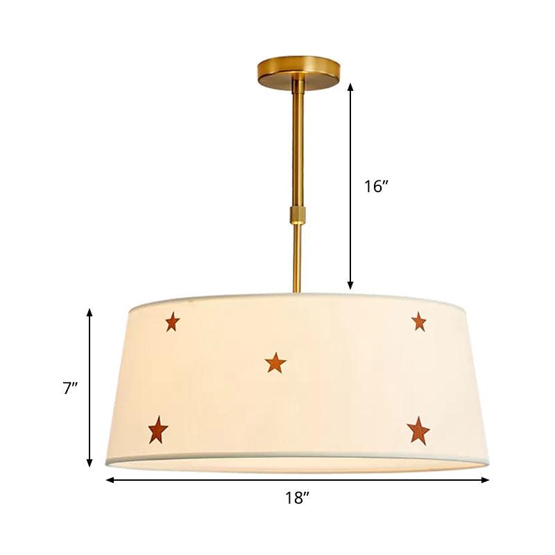 Fabric Drum Chandelier with Star Adult Bedroom Pendant Light - Rebooters