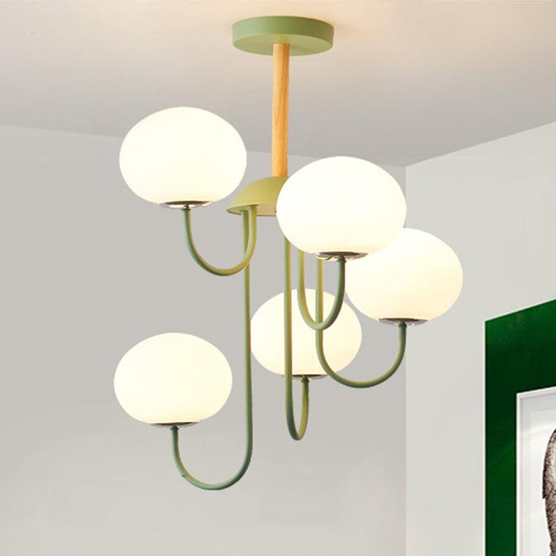 3/5 Lights Living Room Hanging Lamp with Pearl Glass Shade - Rebooters