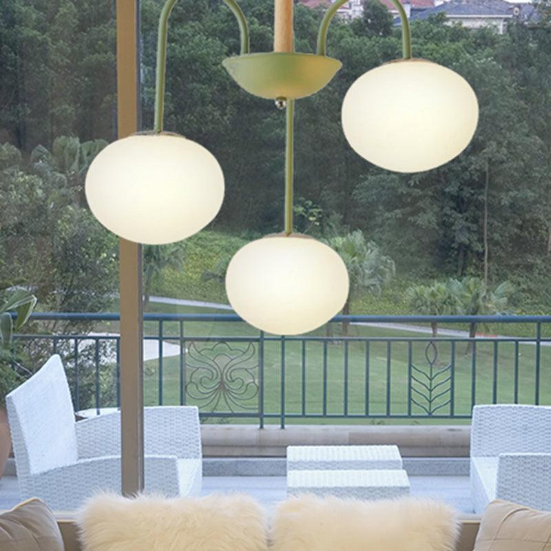 3/5 Lights Living Room Hanging Lamp with Pearl Glass Shade - Rebooters