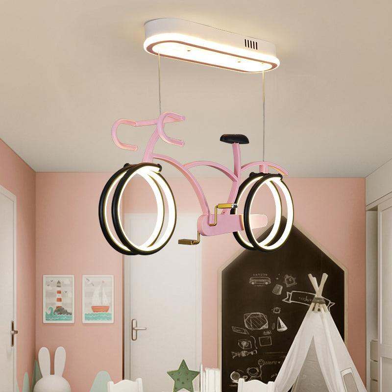 Bicycle LED Pendant Chandelier Creative Acrylic Childrens Bedroom - Rebooters