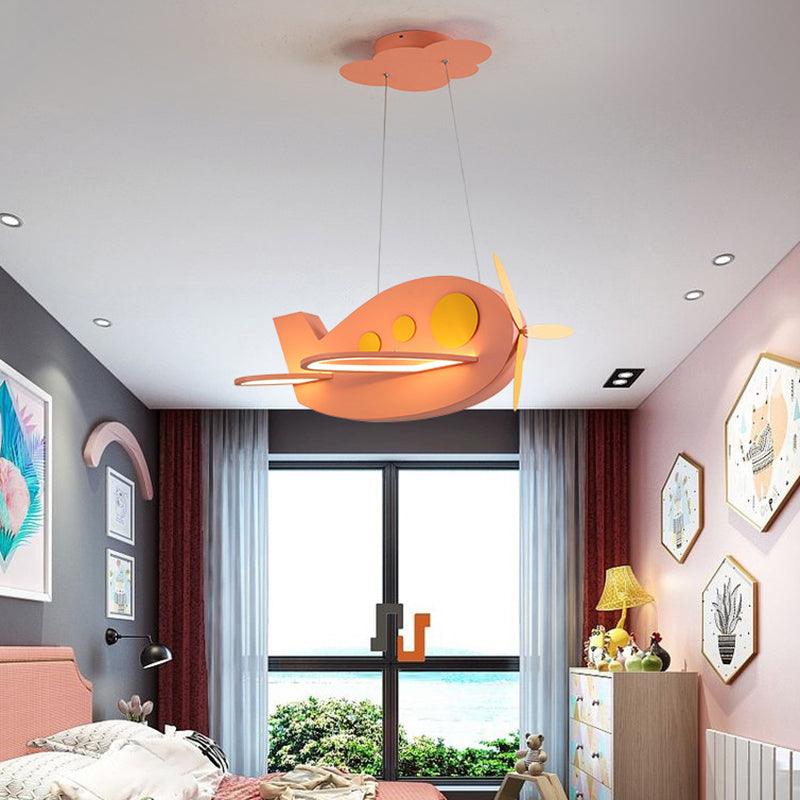 Airplane Shaped Baby Room Chandelier Metallic LED Cartoon Lamp - Rebooters