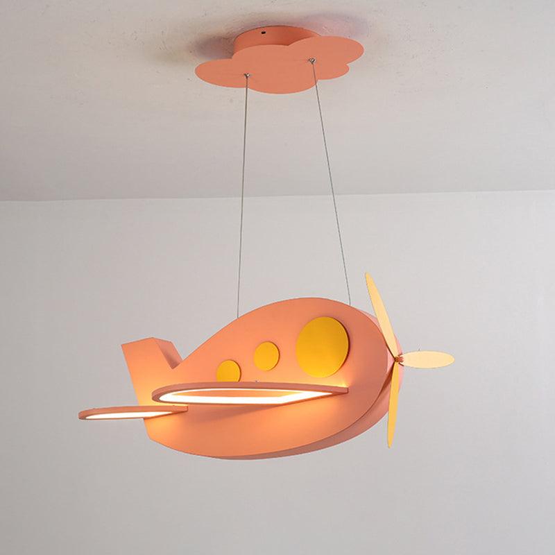 Airplane Shaped Baby Room Chandelier Metallic LED Cartoon Lamp - Rebooters