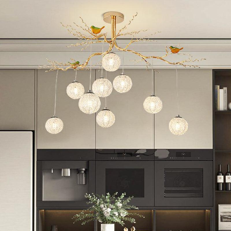 Ball Tree LED Chandelier Artistic Aluminum Wire Gold Lamp - Rebooters