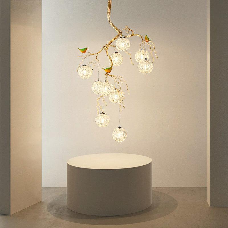 Ball Tree LED Chandelier Artistic Aluminum Wire Gold Lamp - Rebooters