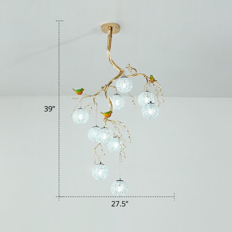 Ball Tree LED Chandelier Artistic Aluminum Wire Gold Lamp - Rebooters