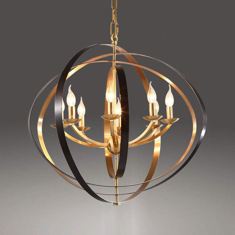 8 Lights Pendant Light Classic Candle Metal Hanging Chandelier in Gold for Living Room - Rebooters