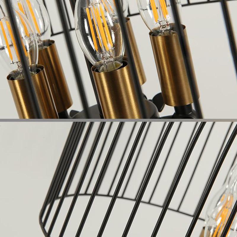 Birdcage Living Room Pendant Chandelier Traditional Metal 3 Lights Black - Rebooters
