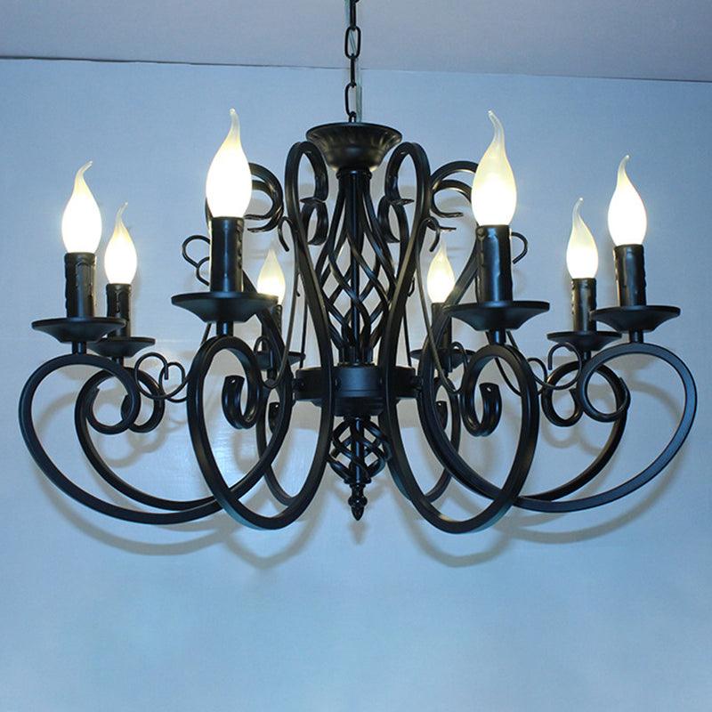 6/8 Bulbs Ceiling Lamp with Swirled Arm Metal Traditional Chandelier in Rust - Rebooters