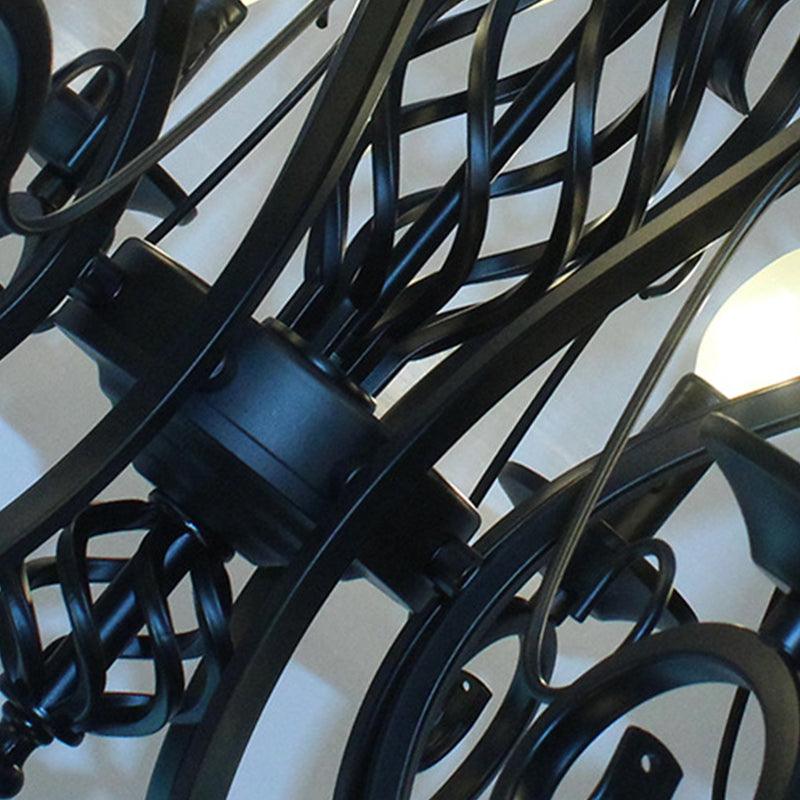 6/8 Bulbs Ceiling Lamp with Swirled Arm Metal Traditional Chandelier in Rust - Rebooters