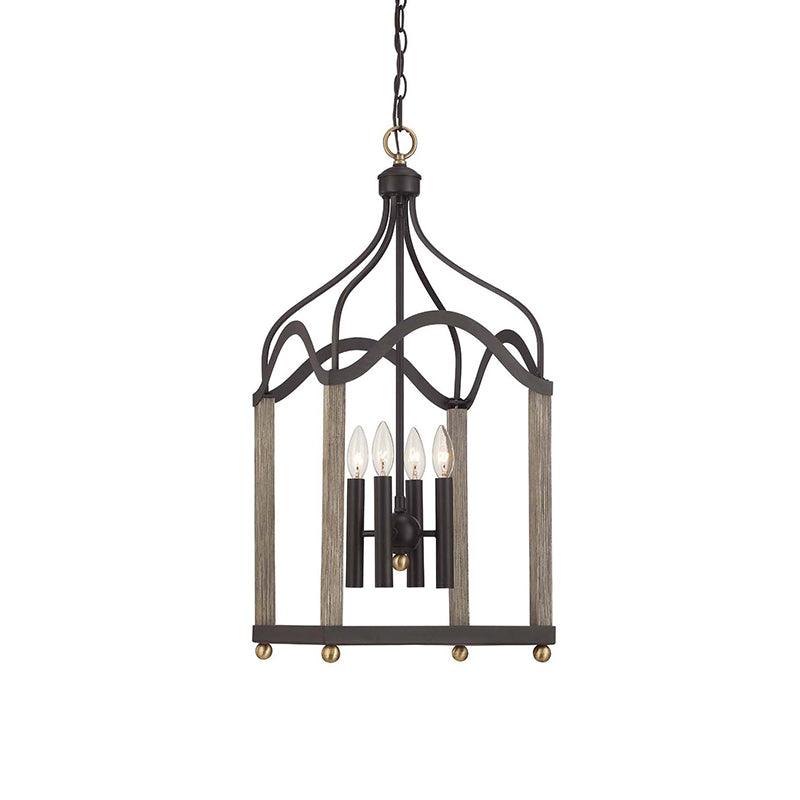 4 Lights Metal Hanging Chandelier Black Candle-Style Pendant - Rebooters