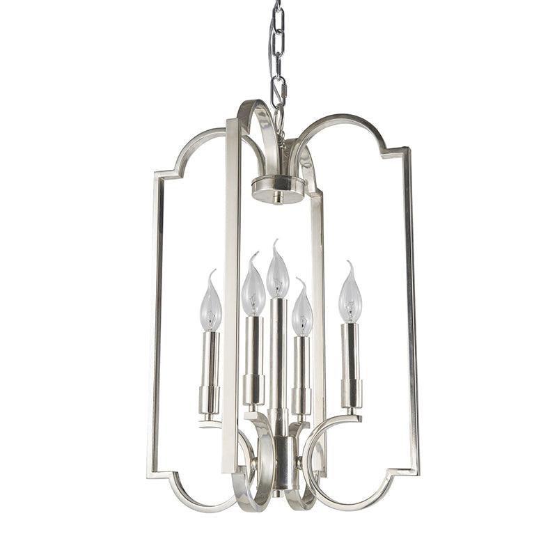 5 Lights Metal Pendant Chandelier Classic Silver Candle Fixture - Rebooters