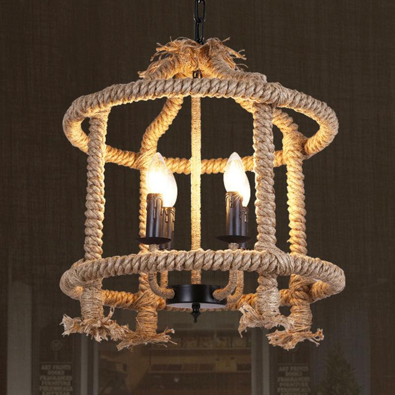 Beige 4 Lights Chandelier Light Fixture for Dining Room - Rebooters