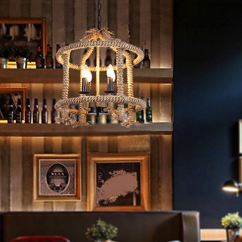 Beige 4 Lights Chandelier Light Fixture for Dining Room - Rebooters