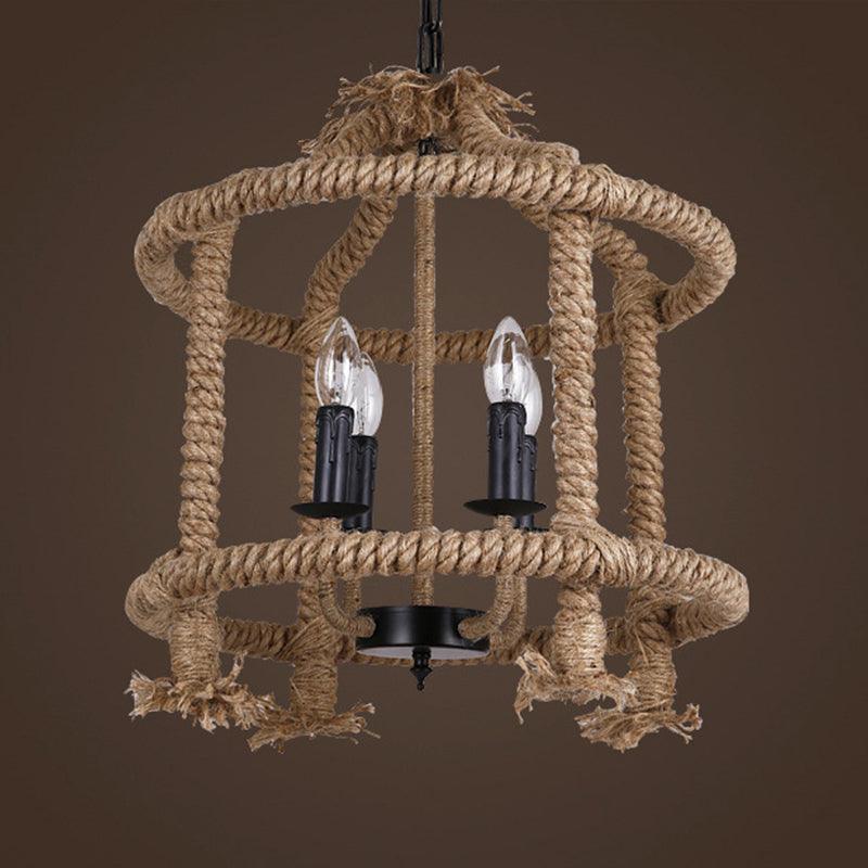 Beige 4 Lights Chandelier Light Fixture for Dining Room - Rebooters