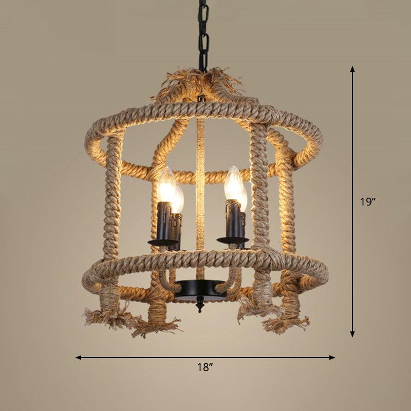 Beige 4 Lights Chandelier Light Fixture for Dining Room - Rebooters