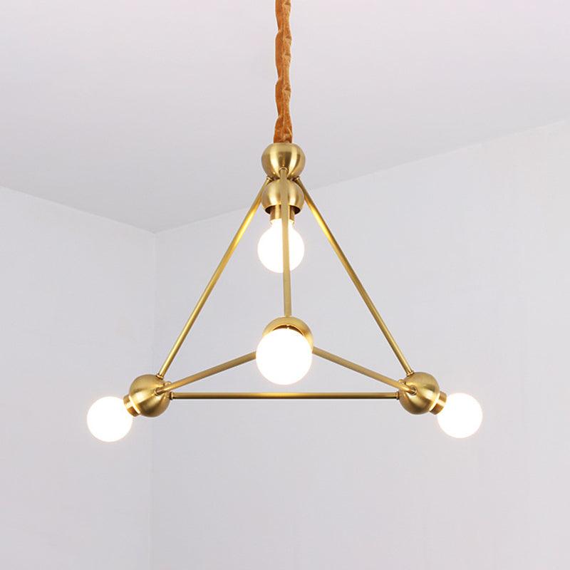 4 Lights Ceiling Light Traditional Triangle Metal Hanging Chandelier in Gold - Rebooters