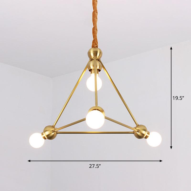 4 Lights Ceiling Light Traditional Triangle Metal Hanging Chandelier in Gold - Rebooters