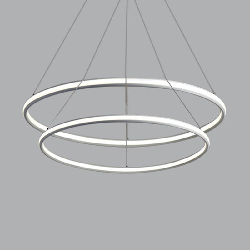 Acrylic Ring Chandelier Simple 1/2/3-Light LED Ceiling Pendant Lighting - Rebooters