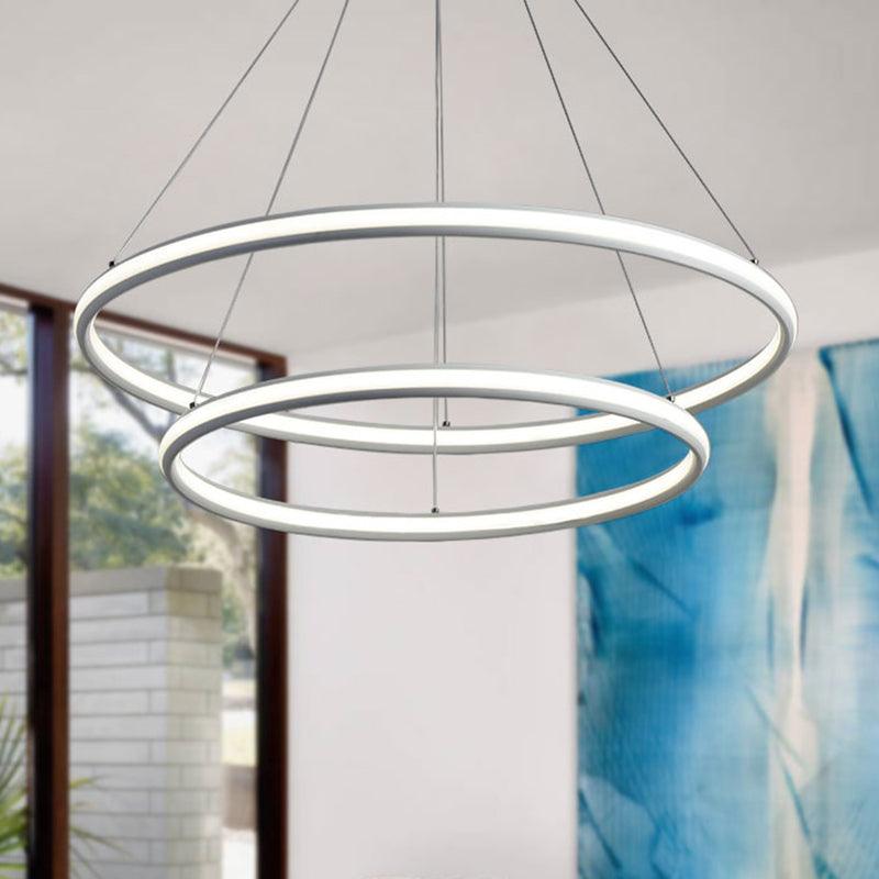Acrylic Ring Chandelier Simple 1/2/3-Light LED Ceiling Pendant Lighting - Rebooters
