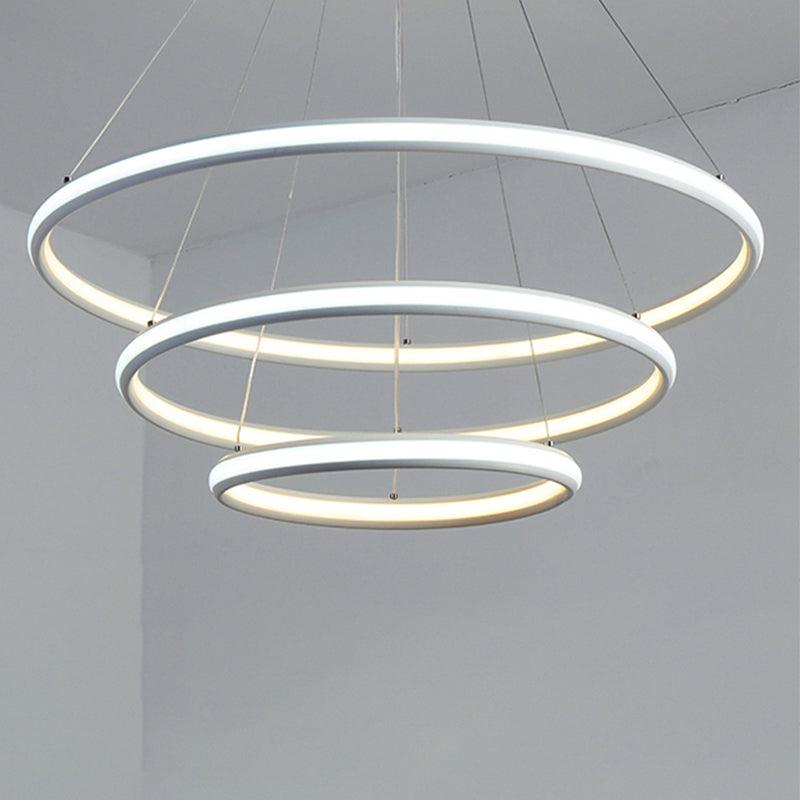 Acrylic Ring Chandelier Simple 1/2/3-Light LED Ceiling Pendant Lighting - Rebooters