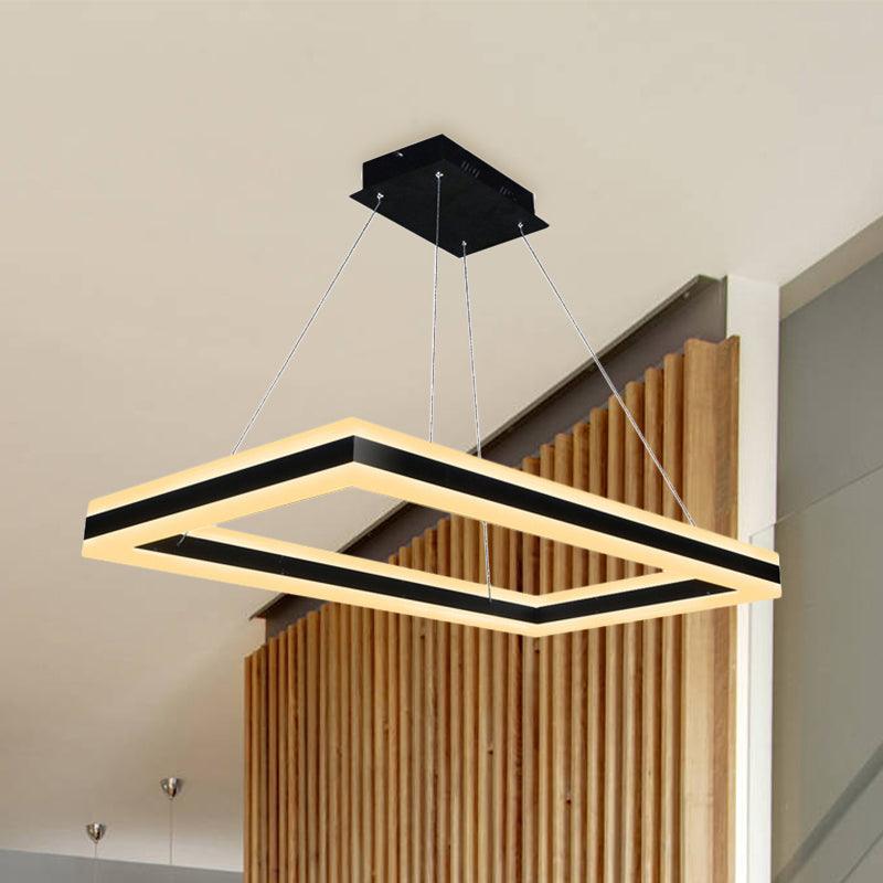 Acrylic Rectangular Ceiling Light Modern LED Black Pendant - Rebooters