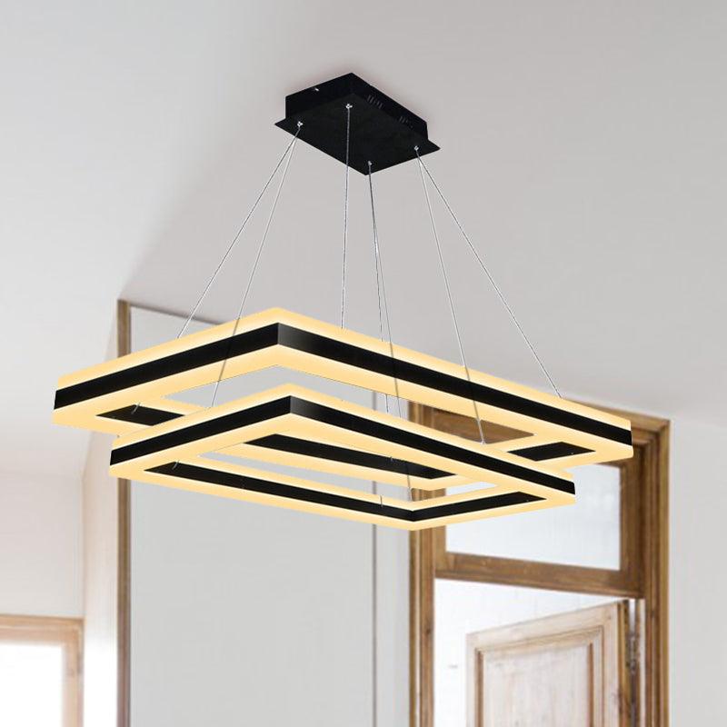 Acrylic Rectangular Ceiling Light Modern LED Black Pendant - Rebooters