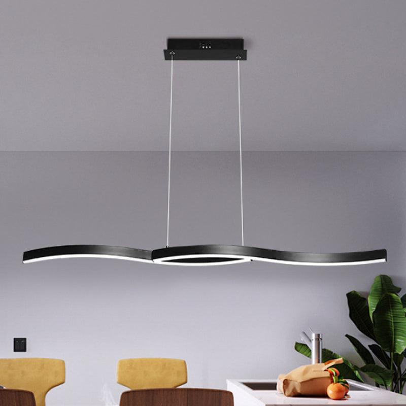Acrylic Wavy Chandelier Light Modern Black LED Ceiling Pendant Light - Rebooters