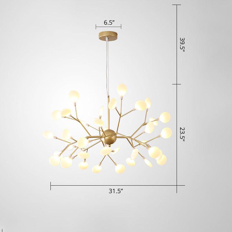 Acrylic Leaf Hanging Chandelier Designer Gold Finish Pendant Light - Rebooters