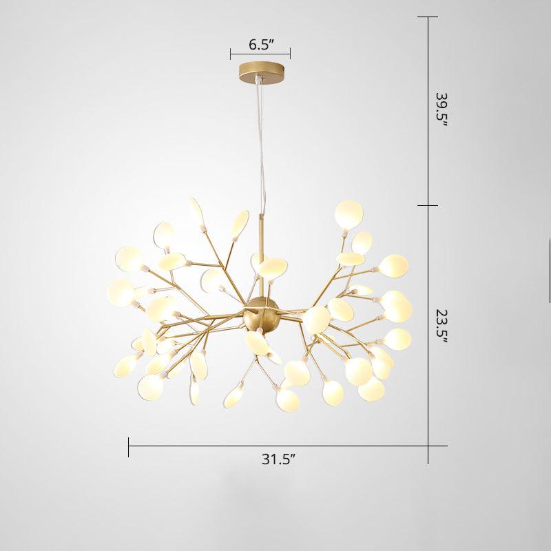 Acrylic Leaf Hanging Chandelier Designer Gold Finish Pendant Light - Rebooters