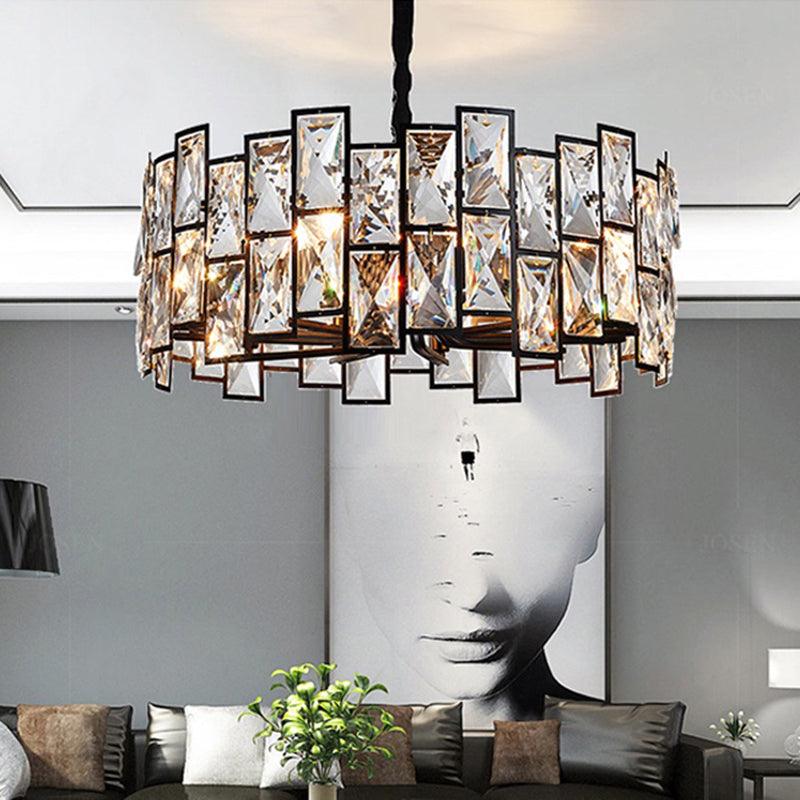 6-Light Living Room Chandelier Modern Black Pendant Light - Rebooters