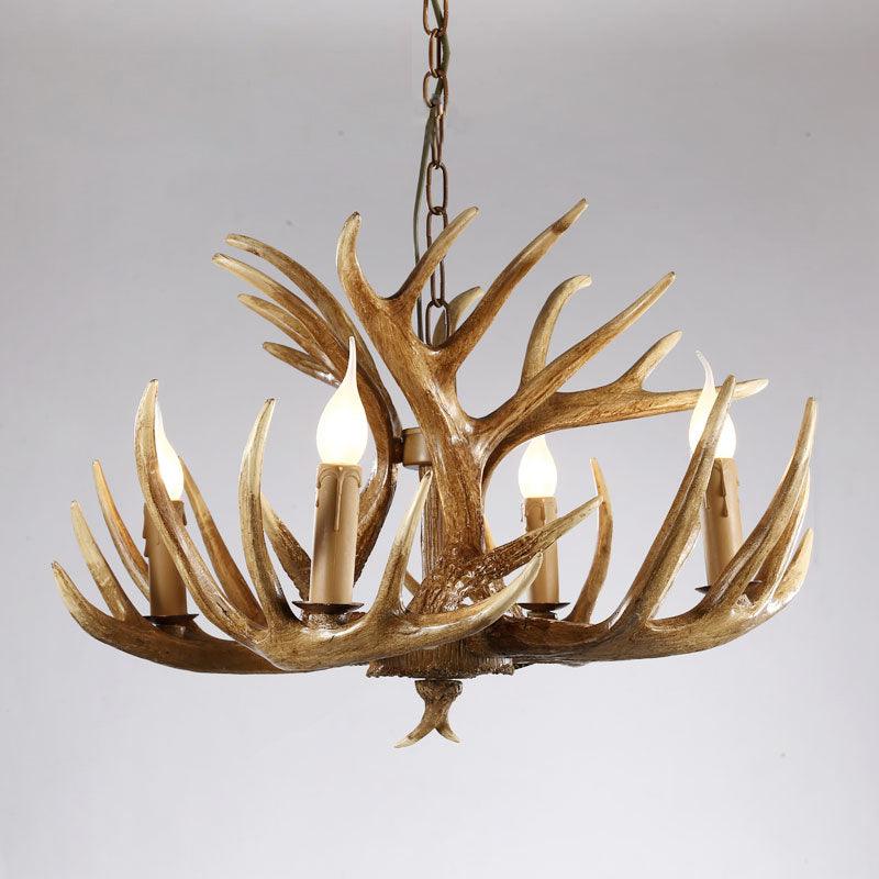 Artificial Antler Chandelier Rustic Resin Hanging Light - Rebooters